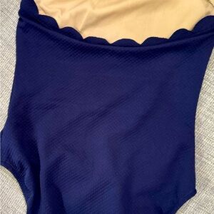 Old Navy Navy Blue Scalloped Edge One Piece Swimsuit